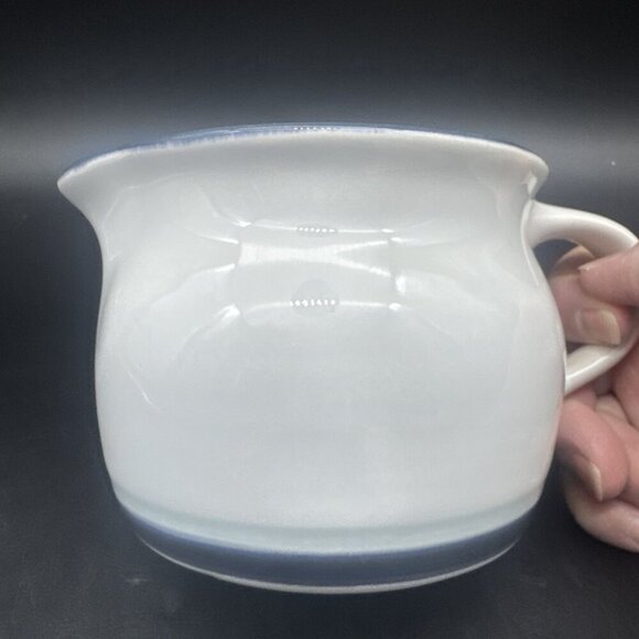 VTG Pfaltzgraff AURA Ceramic Gravy Boat Pitcher Blue Bands Made in USA - Picture 2 of 9